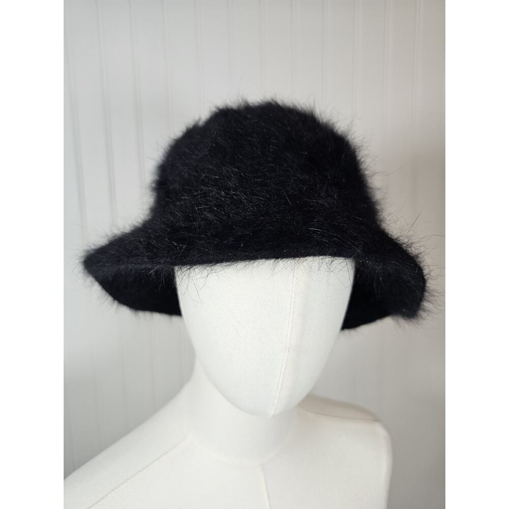 David &‎ Young Womens Black Angora Bell Bucket Hat One Size Vintage